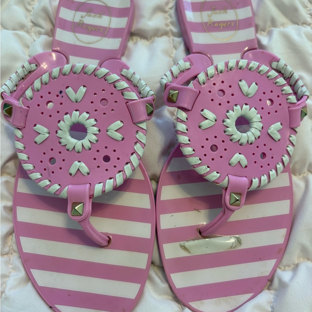 Jack Rogers Pink and White Striped Sandals